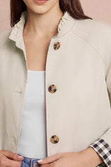 Womens Apricot Ruffle Short Trench Coat | CicyBell
