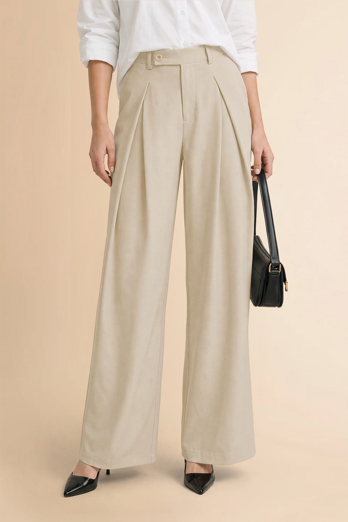 Womens Apricot Wide Leg Dressy Pants | CicyBell