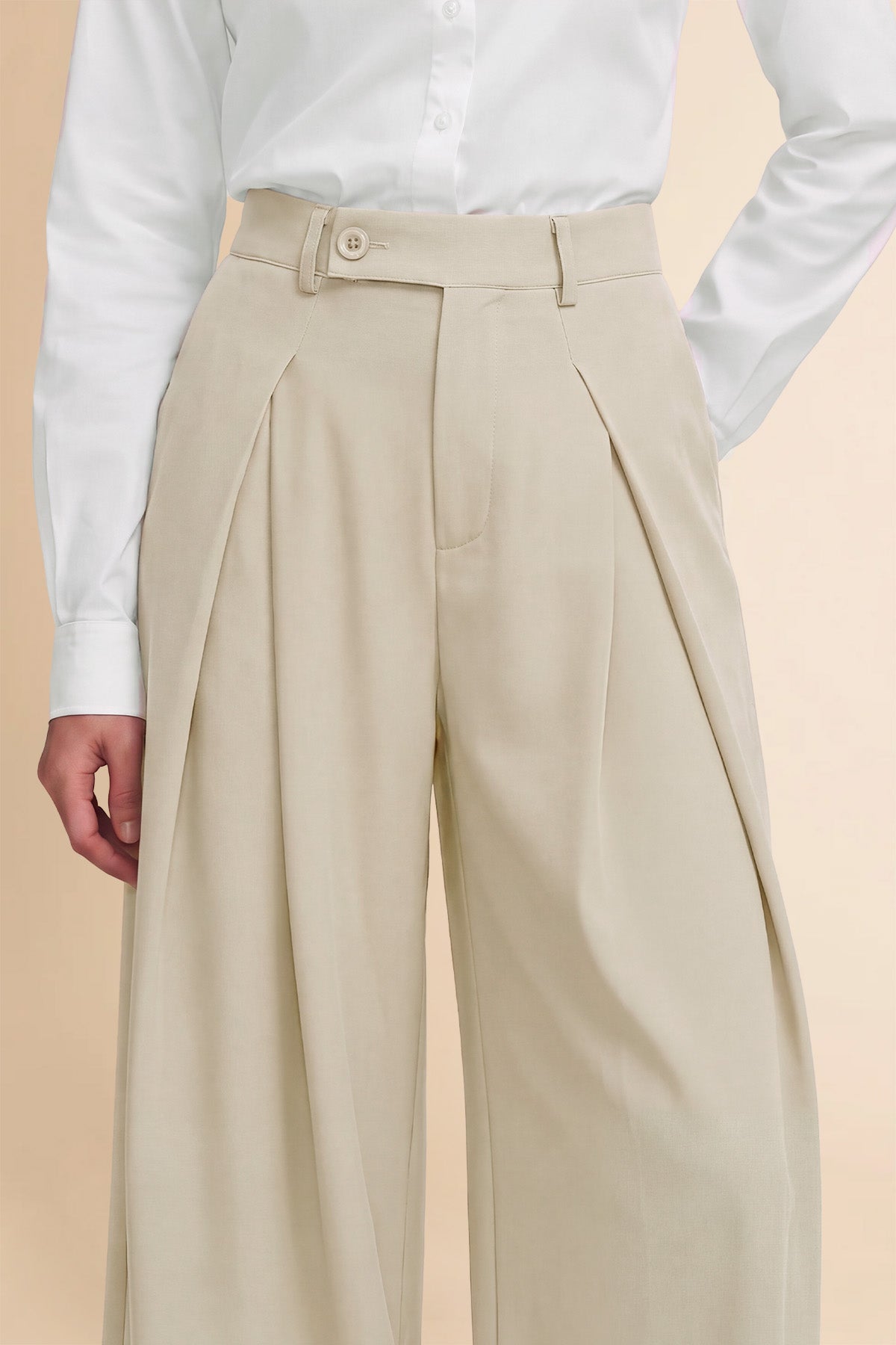Womens Apricot Wide Leg Dressy Pants | CicyBell