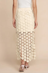 Cicy Bell Womens Apricot Hollow Out Maxi Skirts