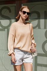 Cicy Bell Womens Apricot Ruffle Sweaters