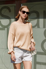 Cicy Bell Womens Apricot Ruffle Sweaters