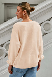 Cicy Bell Womens Apricot Ruffle Sweaters
