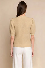 Womens Apricot Puff Short Sleeve Sweaters Tops | CicyBell