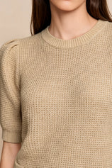 Womens Apricot Puff Short Sleeve Sweaters Tops | CicyBell