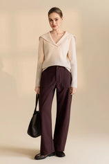 Womens Apricot Lapel Collar Pullover Sweaters | CicyBell