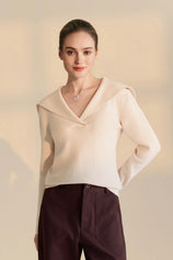 Womens Apricot Lapel Collar Pullover Sweaters | CicyBell