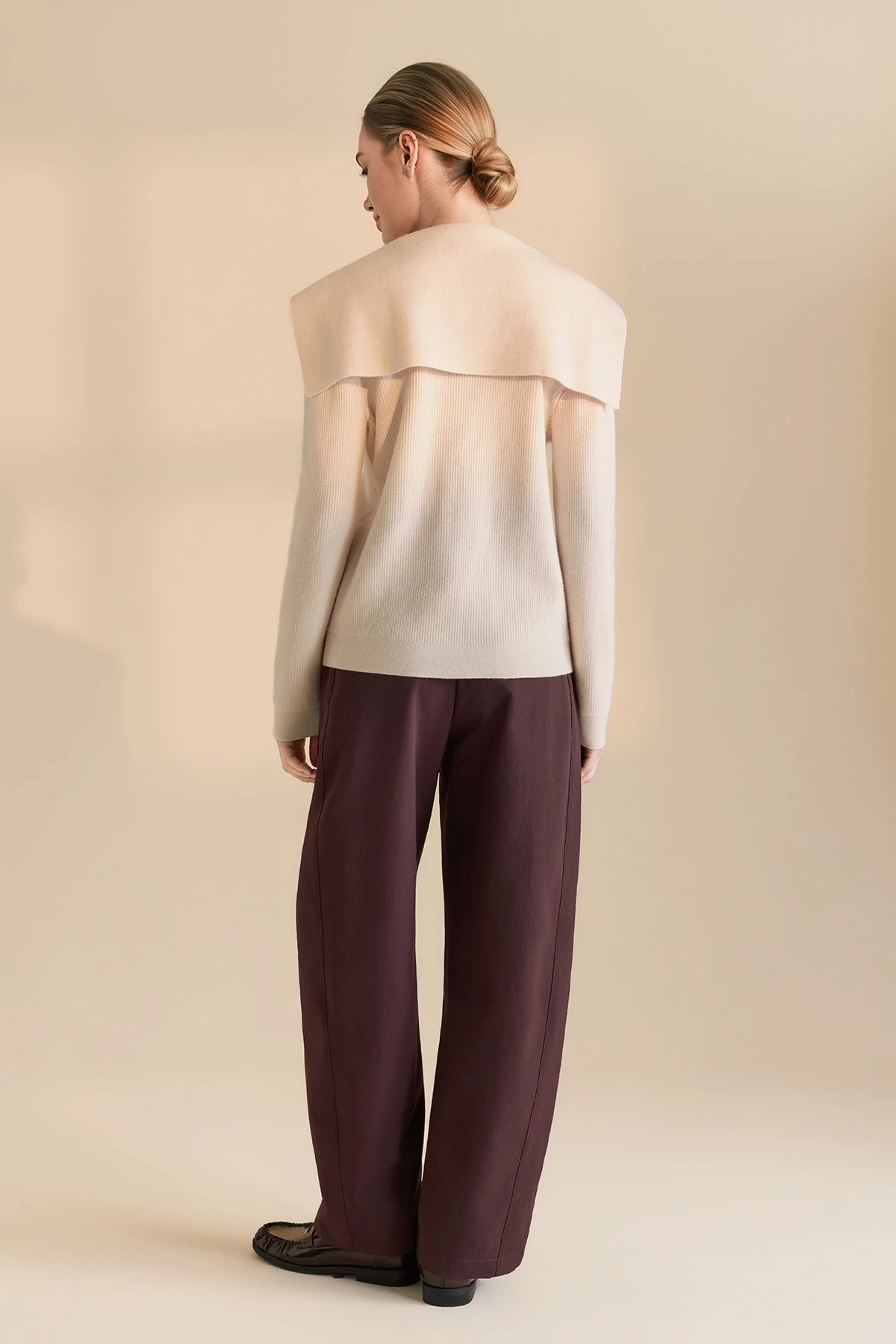 Womens Apricot Lapel Collar Pullover Sweaters | CicyBell