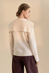 Womens Apricot Lapel Collar Pullover Sweaters | CicyBell