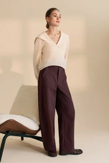 Womens Apricot Lapel Collar Pullover Sweaters | CicyBell