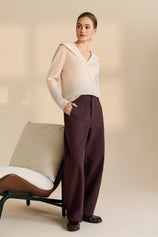 Womens Apricot Lapel Collar Pullover Sweaters | CicyBell