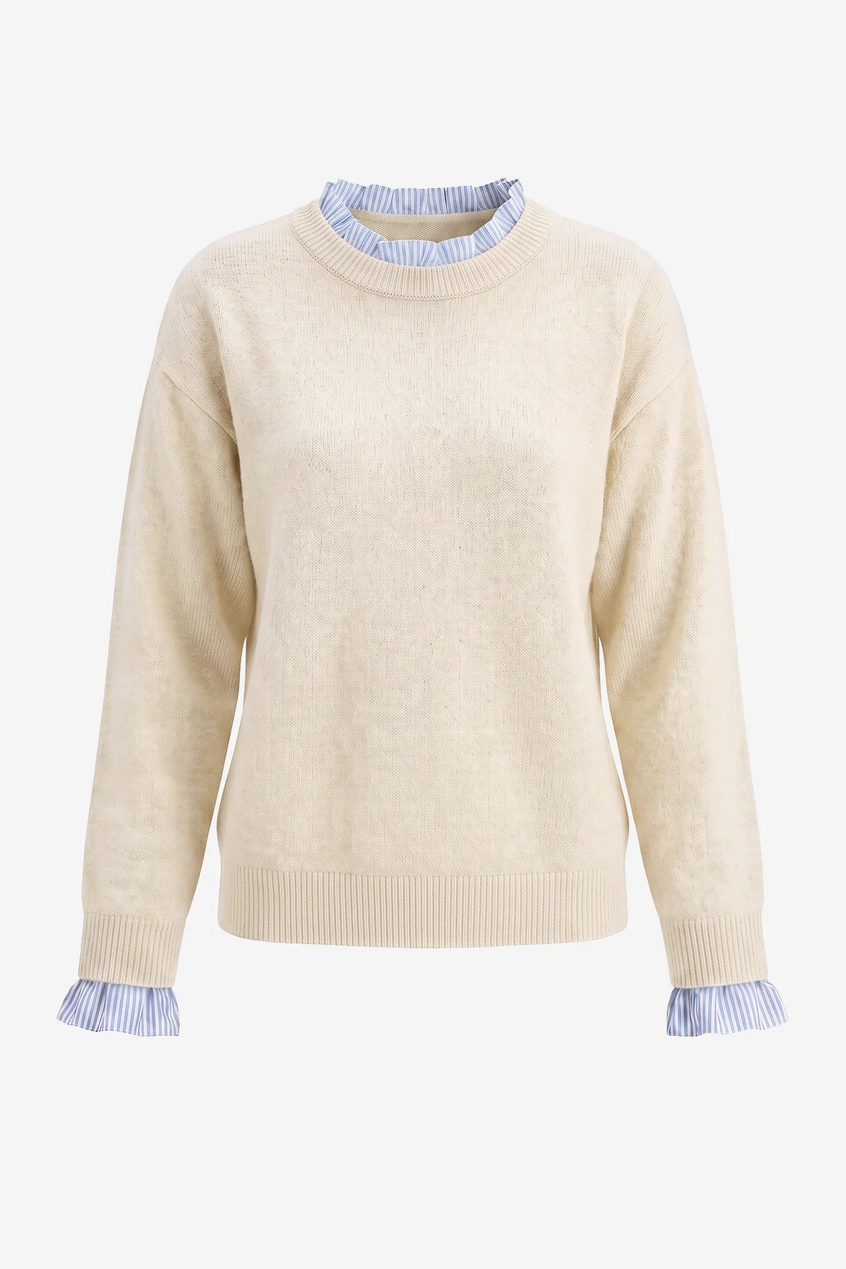 Womens Apricot Ruffle Long Sleeve Sweater| CicyBell