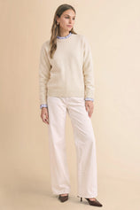 Womens Apricot Ruffle Long Sleeve Sweater| CicyBell
