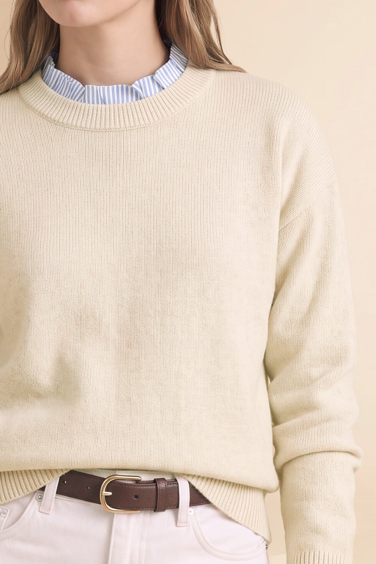 Womens Apricot Ruffle Long Sleeve Sweater| CicyBell