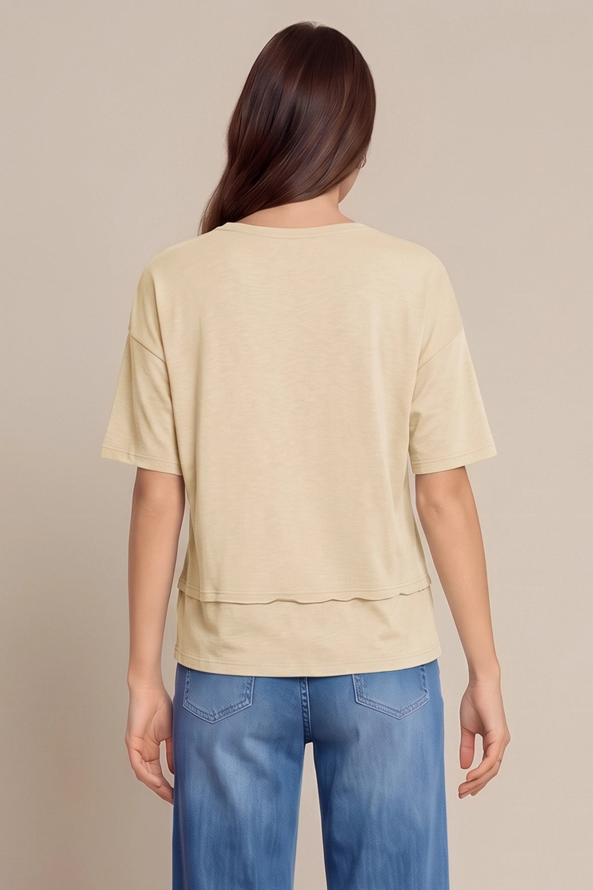Womens Apricot Summer V Neck T Shirts | CicyBell