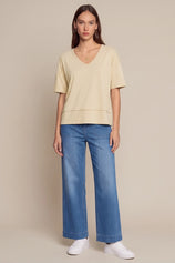 Womens Apricot Summer V Neck T Shirts | CicyBell