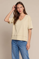Womens Apricot Summer V Neck T Shirts | CicyBell
