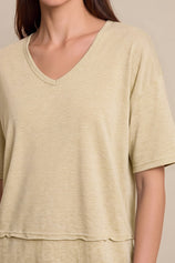 Womens Apricot Summer V Neck T Shirts | CicyBell