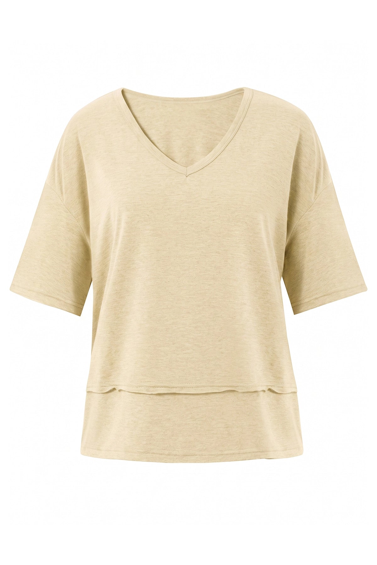 Womens Apricot Summer V Neck T Shirts | CicyBell