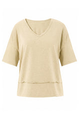 Womens Apricot Summer V Neck T Shirts | CicyBell