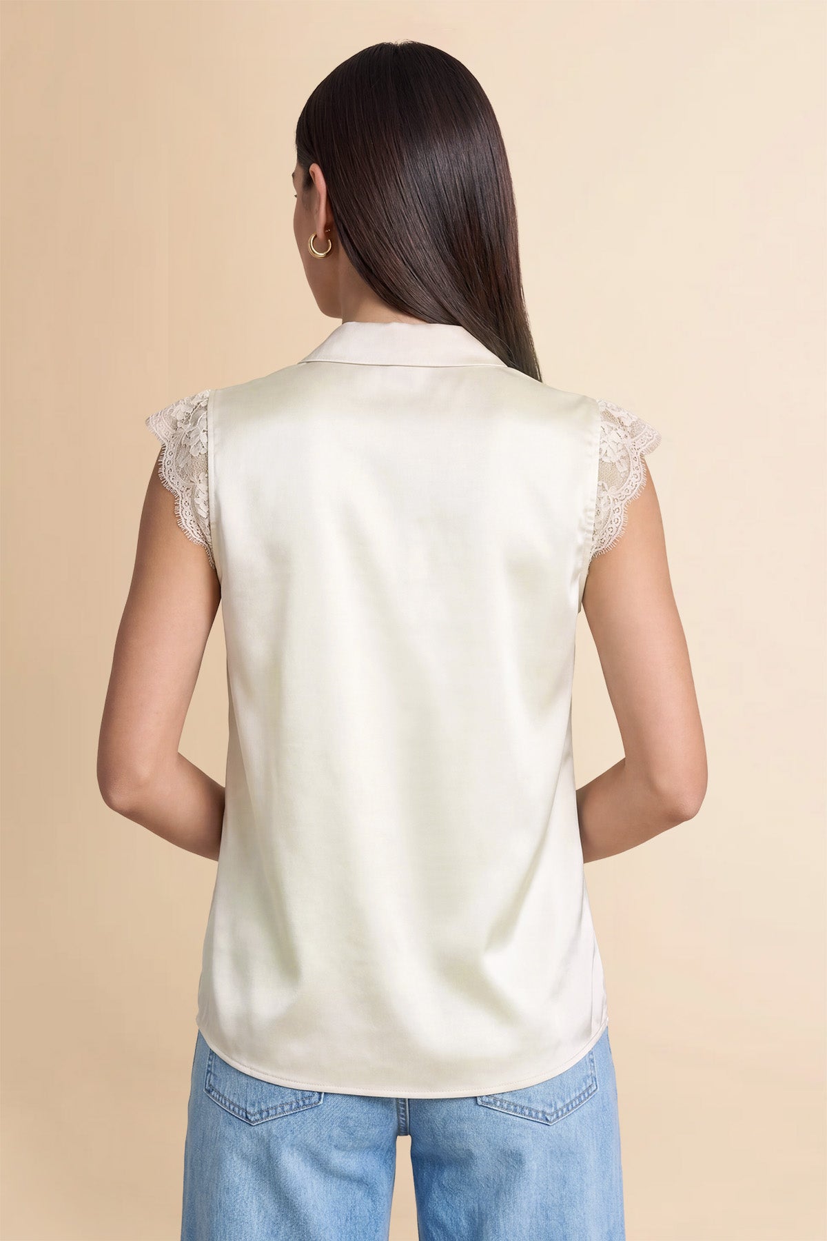 Womens Apricot Silk Satin Tank Tops | CicyBell