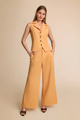 Womens Apricot Yellow Vest Sets Summer 2 Piece Outfits | CicyBell