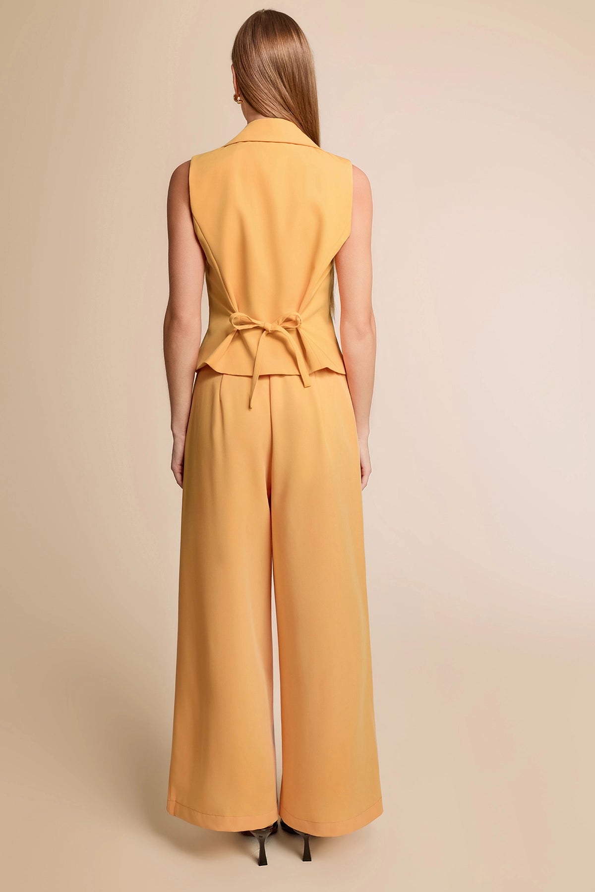 Womens Apricot Yellow Vest Sets Summer 2 Piece Outfits | CicyBell