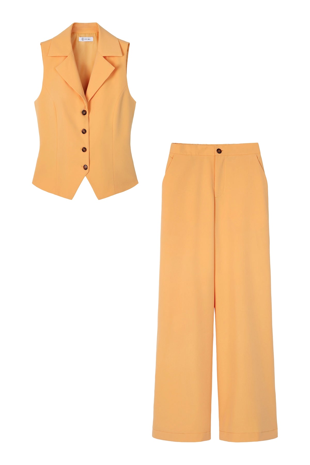Womens Apricot Yellow Vest Sets Summer 2 Piece Outfits | CicyBell