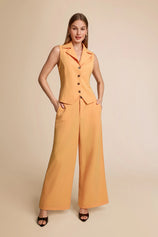 Womens Apricot Yellow Vest Sets Summer 2 Piece Outfits | CicyBell