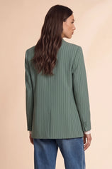 Womens Army Green Professional Striped Blazer | CicyBell