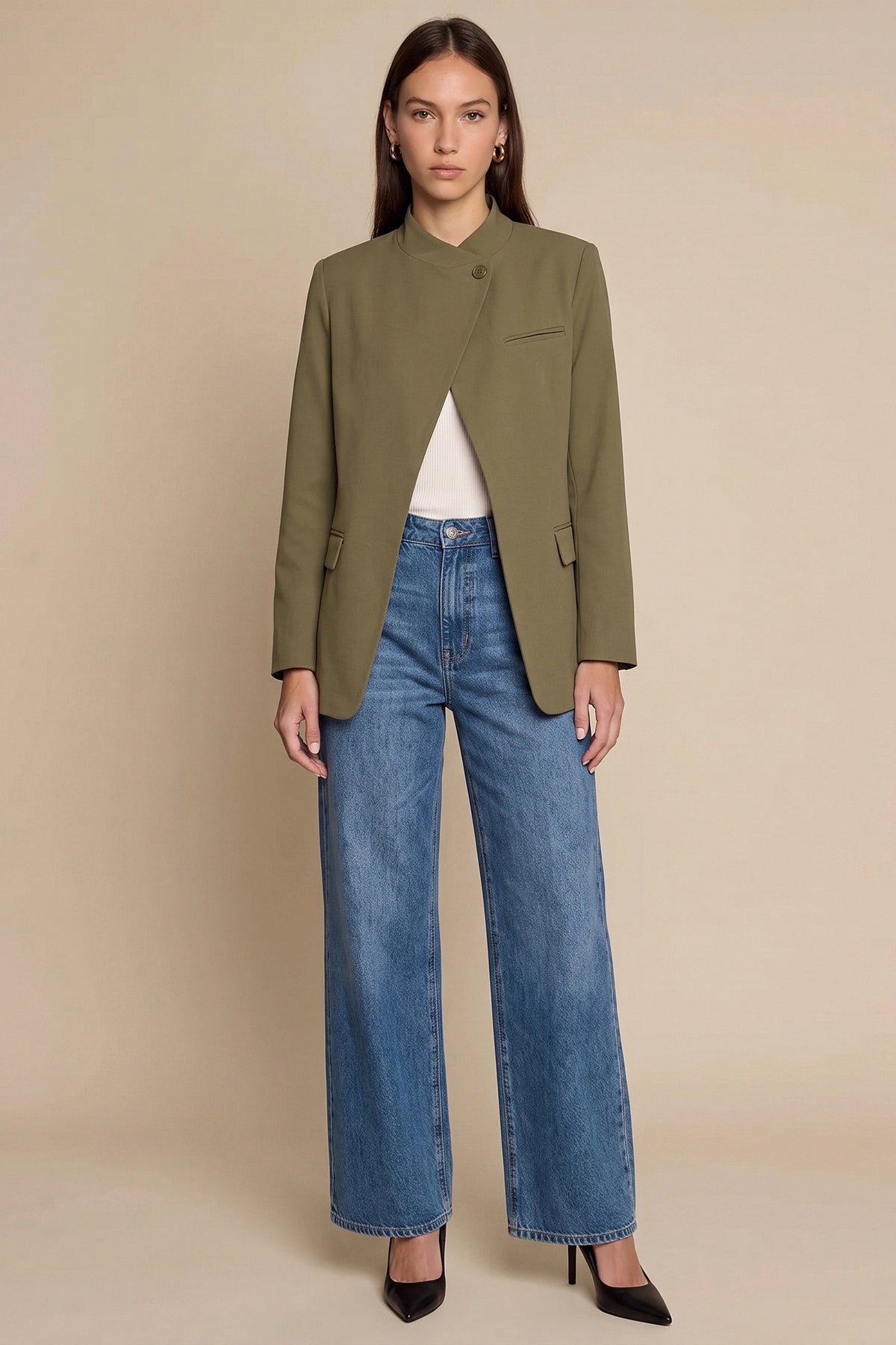 Womens Army Green Professional  Blazer | CicyBell
