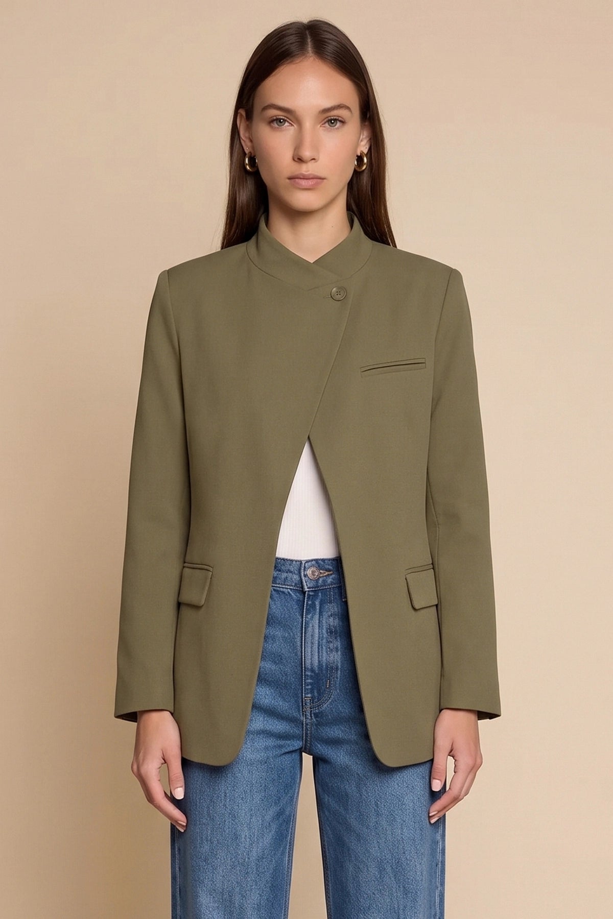 Womens Army Green Professional  Blazer | CicyBell