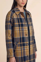 Womens Army Green Plaid Trench Long Coat | CicyBell