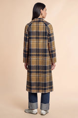 Womens Army Green Plaid Trench Long Coat | CicyBell