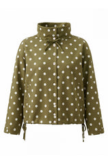 Womens Army Green Polka Dot Short Trench Coat | CicyBell