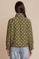 Womens Army Green Polka Dot Short Trench Coat | CicyBell