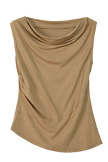 Womens  Army Green Cowl Neck Tank Tops | CicyBell