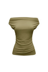 Womens  Army Green Cowl Neck Tank Tops | CicyBell