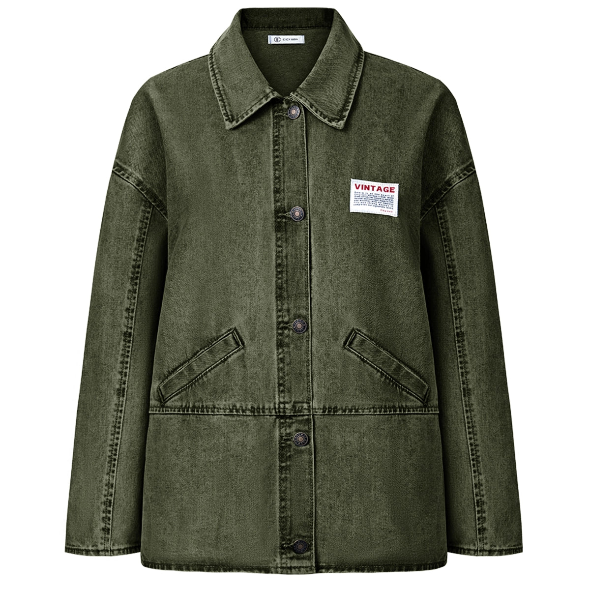 CicyBell-Women-ArmyGreen-DenimJackets-H9H437_1.webp