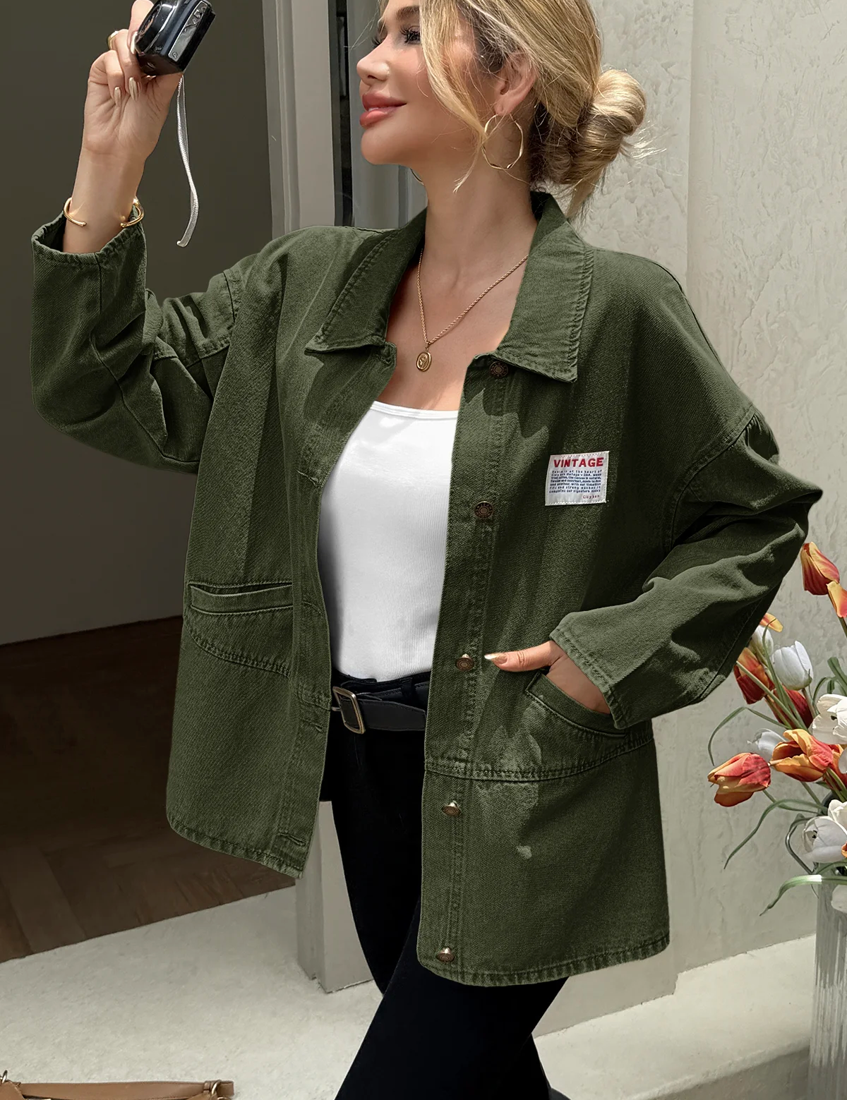 CicyBell-Women-ArmyGreen-DenimJackets-H9H437_3.webp