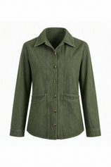 Womens Army Green Button Down Denim Jacket | CicyBell