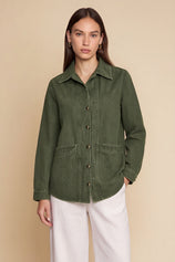 Womens Army Green Button Down Denim Jacket | CicyBell