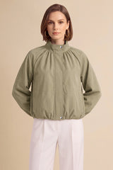 Womens Army Green Cropped Bomber Jacket | CicyBell
