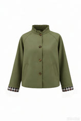Womens Army Green Ruffle Short Trench Coat | CicyBell
