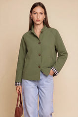 Womens Army Green Ruffle Short Trench Coat | CicyBell