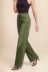 Womens Army Green High Waisted Baggy Jeans | CicyBell