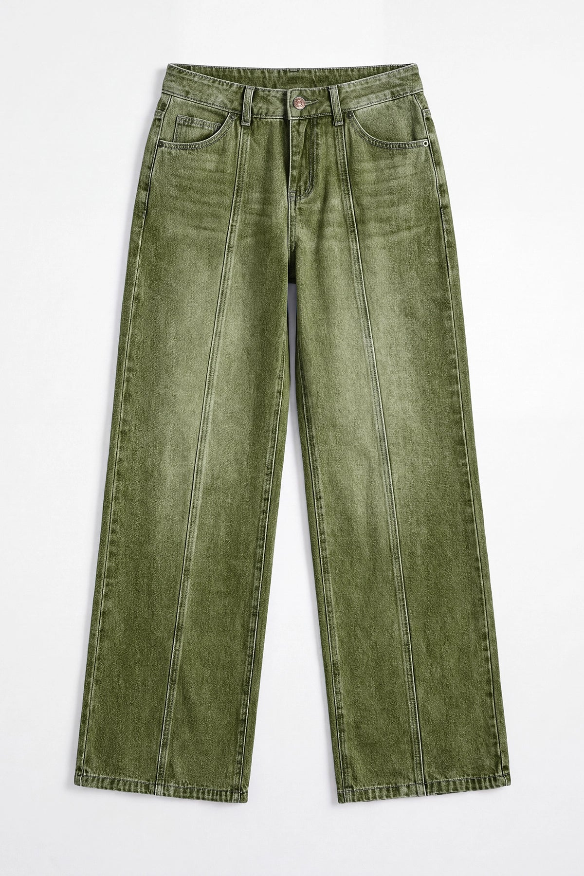 Womens Army Green High Waisted Baggy Jeans | CicyBell