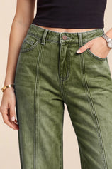 Womens Army Green High Waisted Baggy Jeans | CicyBell