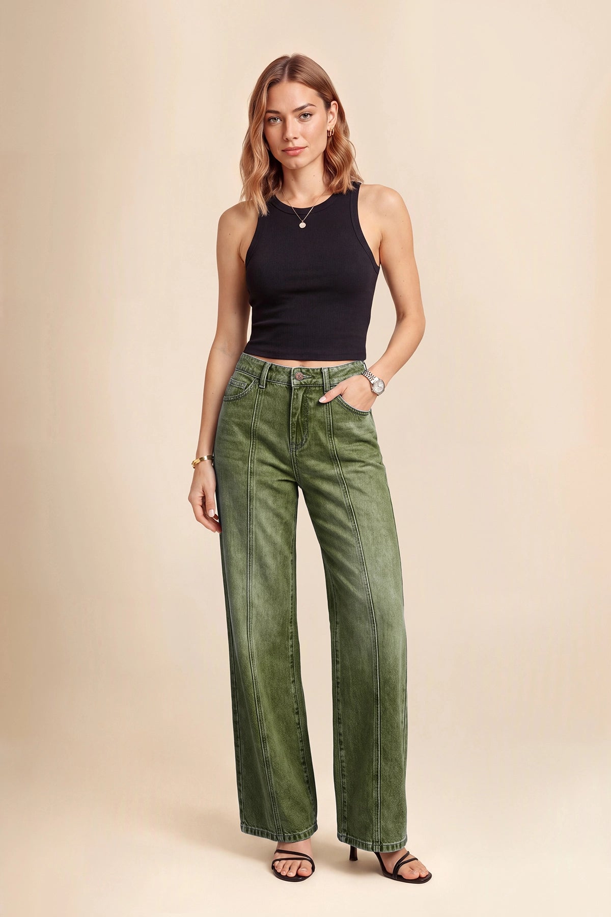 CicyBell-Women-ArmyGreen-Jeans-H5N977_6.webp