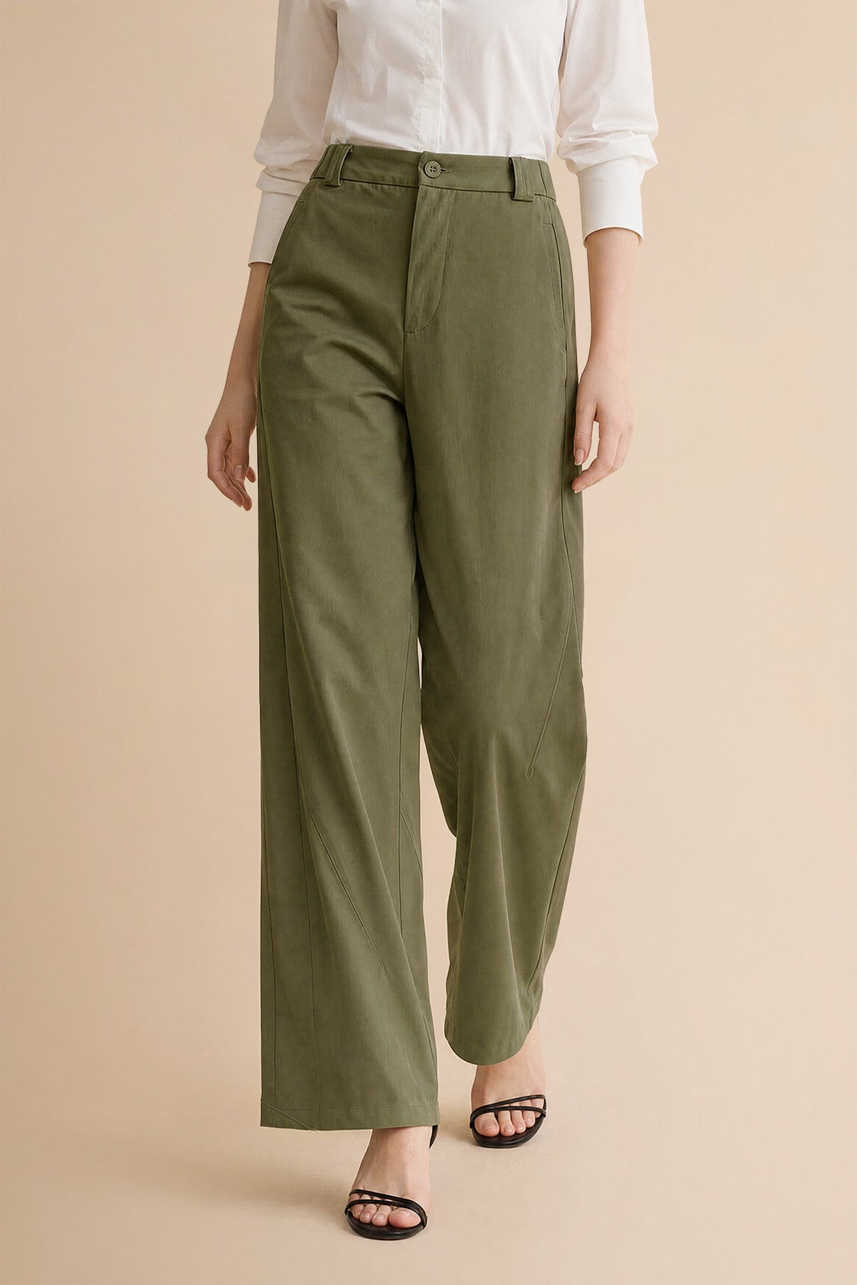 Womens Army Green Barrel Wide Leg Pants | CicyBell